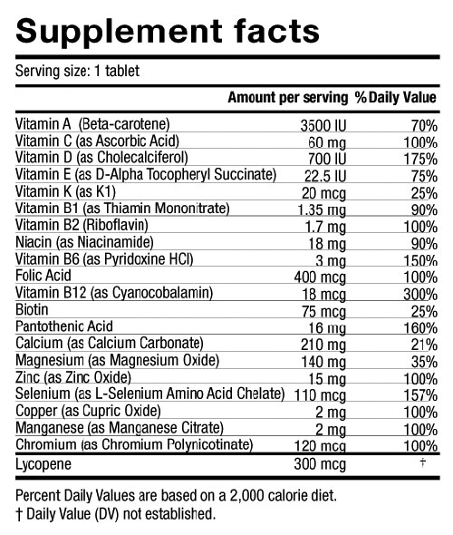 men's one a day multivitamin supplement facts